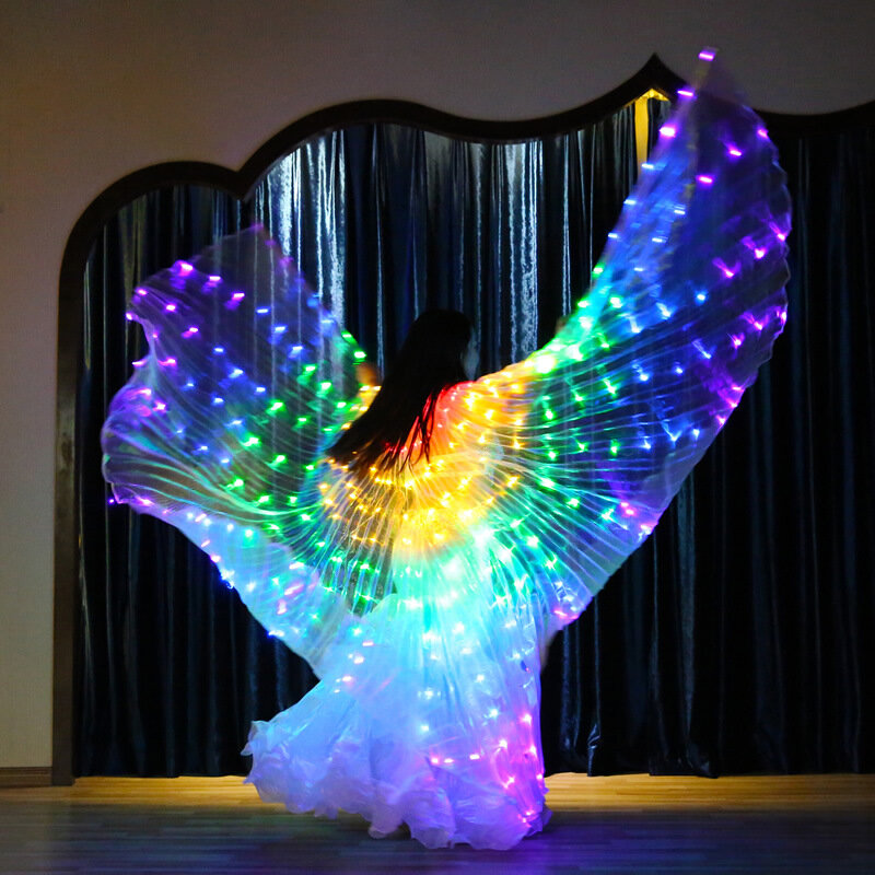 LED Luminescent Color Cloak Adult Children Dancers Luminous Butterfly Isis Wing Stage Performance Belly Dancing Party Photo Prop