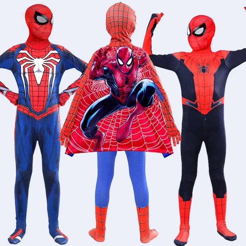 Movie Iron Spider Cosplay Amazing disfraz spiderman Attached Mask Carnival Party Suits Superhero Bodysuit For Kids Adult