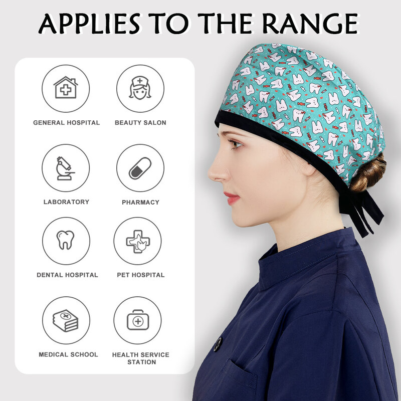 Casquette d'infirmière imprimée personnalisée pour hommes et femmes, chapeaux de générateurs de salle d'opération, casquette d'infirmière médicale, accessoires d'hôpital, vente en gros, nouveau