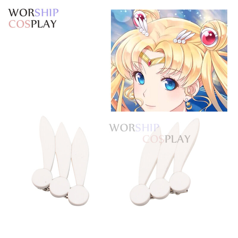 Sailor Moon-pendientes de Cosplay Tsukino Usagi, Tiara, Perno de oreja roja, Clip de oreja, accesorios de Cosplay, utilería para orejas perforadas