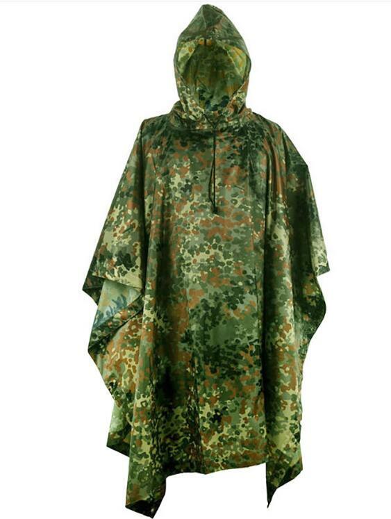 Outdoor Raincoat Camouflage Men Flecktarn Green CP 210*140CM