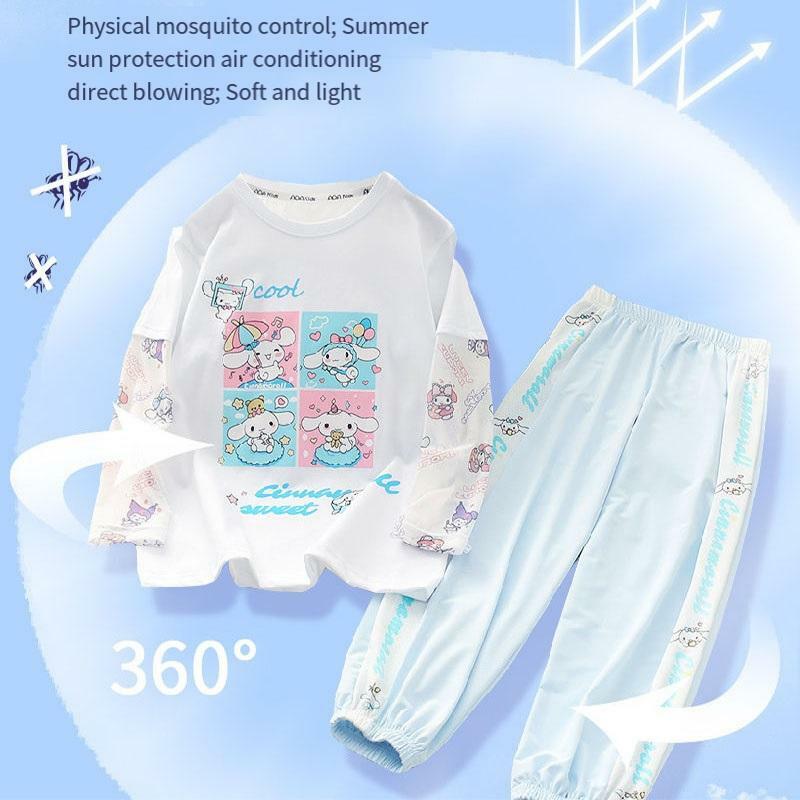 Sanios My Melody Girls Summer Suit t-shirt pantaloni Cinnamoroll bambino manica corta pantaloni due pezzi Set protezione solare traspirante