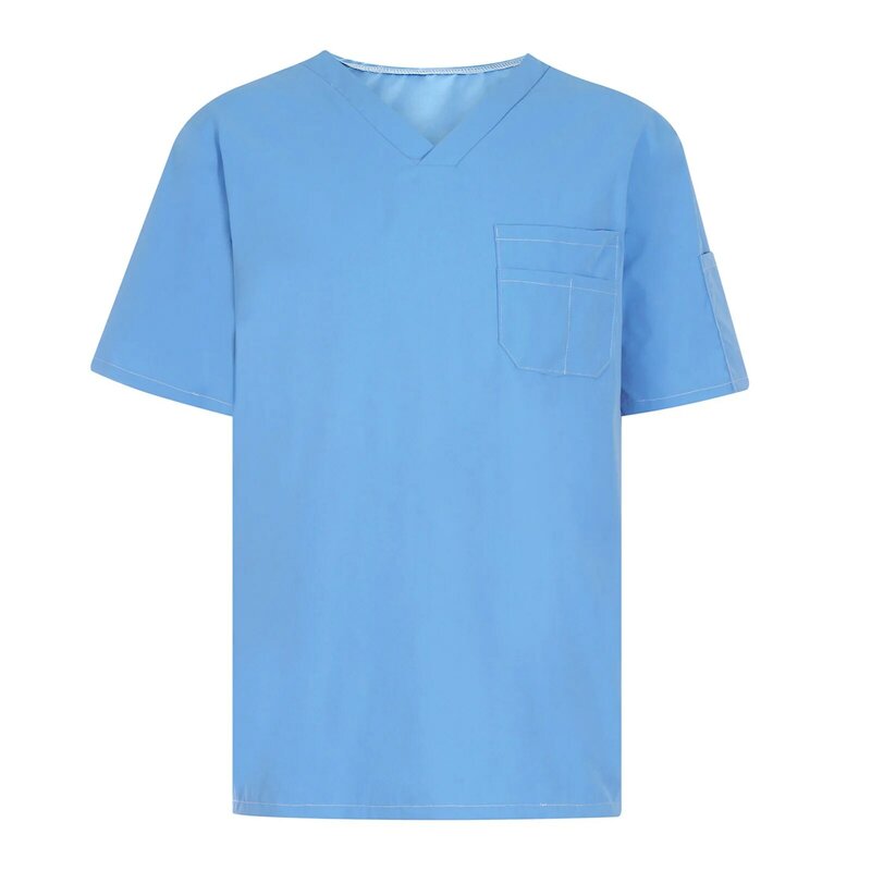 Men Hospital Short Sleeve Uniform Carer Tops Blouse Healthcare Clinic Working Nurse T-shirt Medical Nursing Workwear