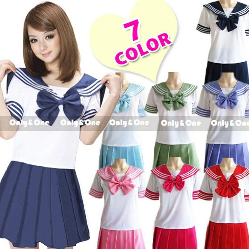 School Uniform for Girls Japanese Style Student Jk Sailor Shirt+Pleated Skirt Set Woman Cosplay Costumes Sexy Navy Jk Suit