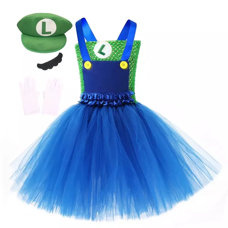 Halloween Kids Festival Cartoon Super Game Luigi Bros Cosplay Costume Christmas Children’s Paty Plumber Mary Fancy Dress