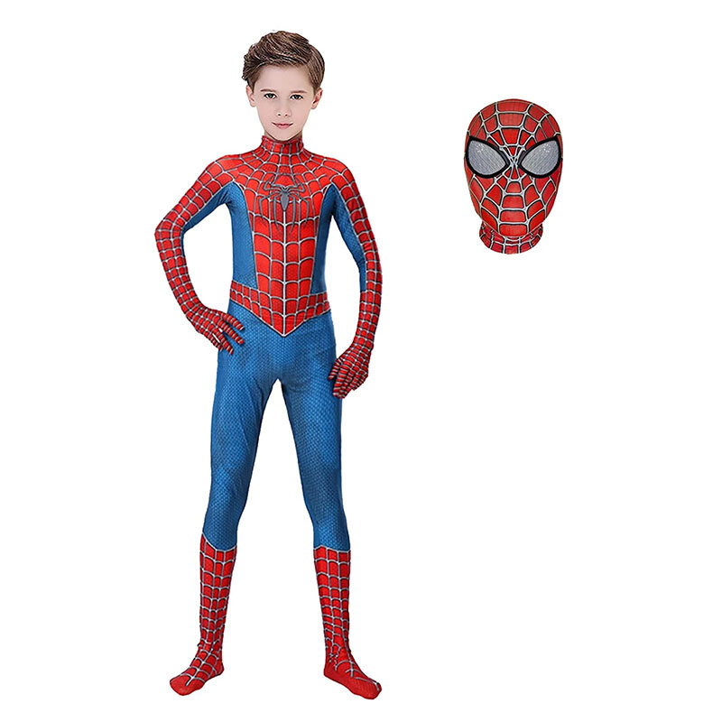 Kids Superhero Spiderman Costume Set 3D Style Halloween Cosplay Bodysuit for Boys and Girls