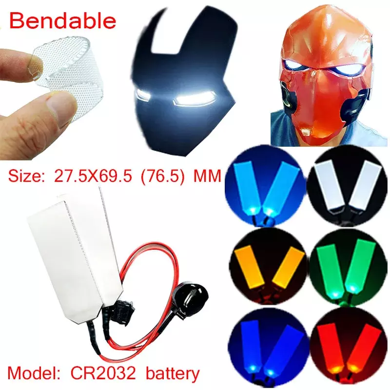 27.5X69.5(76.5)mm Flexibele Buigbare Diy Led Licht Ogen Kits Voor Halloween Helm Masker Eye Licht Cosplay Accessoires CR2032 Ingang