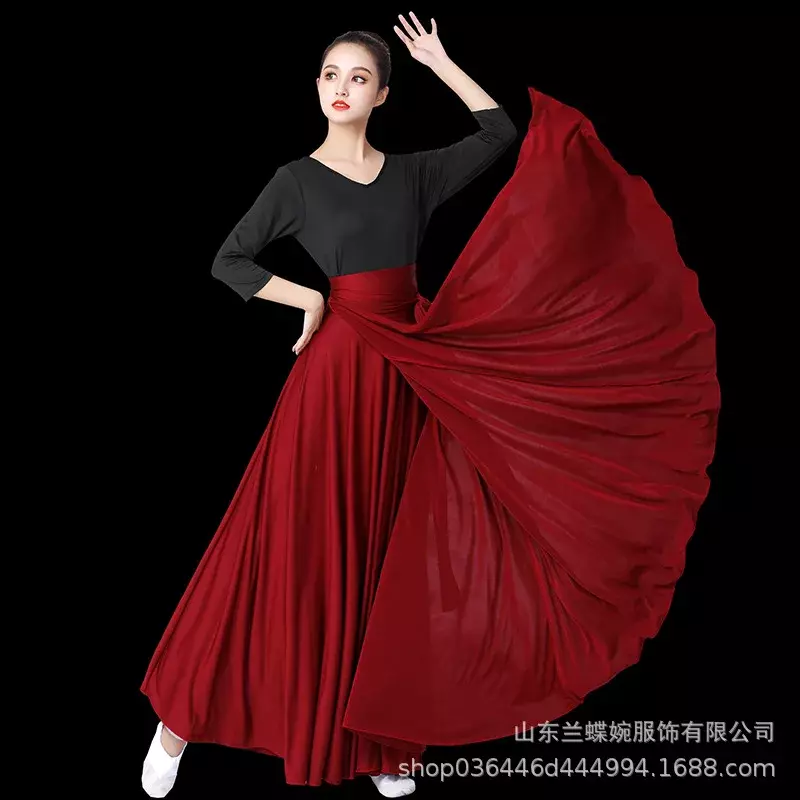 Flamenco Skirt for women Spanish  Dance Belly dance long Dress Big Swing Skirt Gradient Color Performance Gypsy