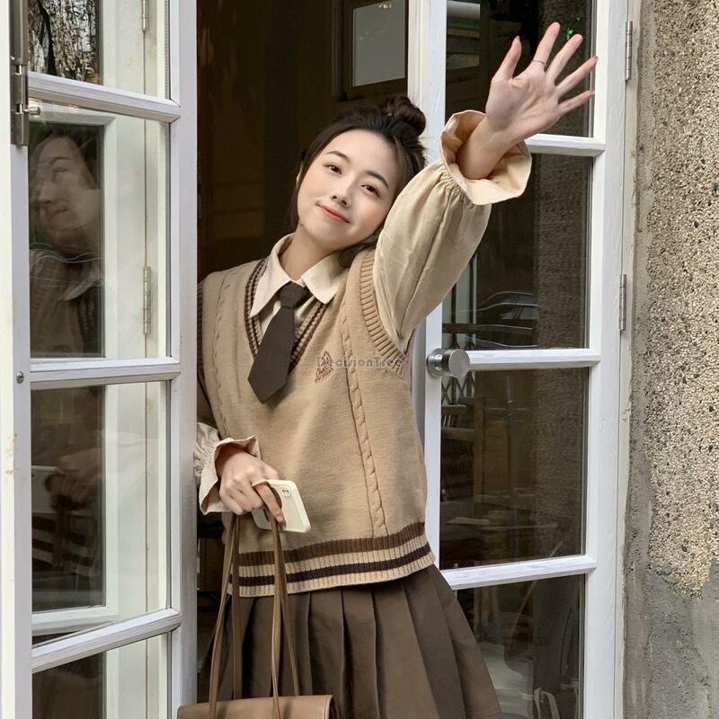 2024 autumn Korea style fashion suit women's shirt vest top skirt temperament vest college style school uniform jk uniform a698