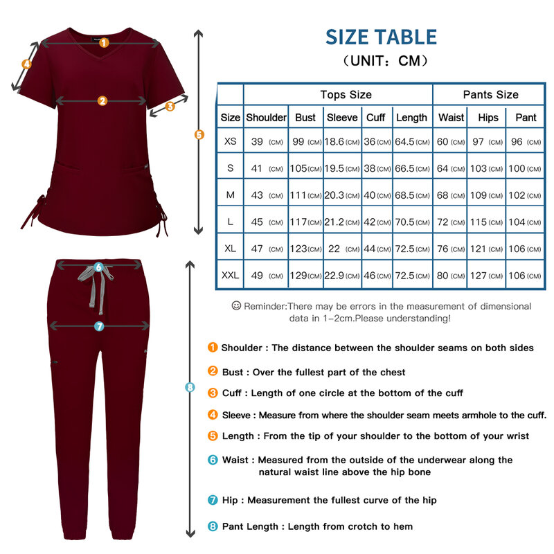 Nurse Surgical Uniform Woman Beauty Workwear Medical Scrub Set Stretch Clinical Scrubs Top+Jogging Pants Doctor Vet Nursing Suit