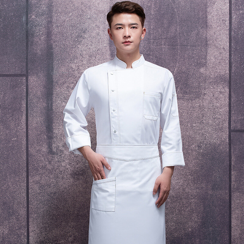 Overalls Men's Long-Sleeved Hotel Rear Kitchen Chef Clothing Spring and Summer Uniform Workwear Tops