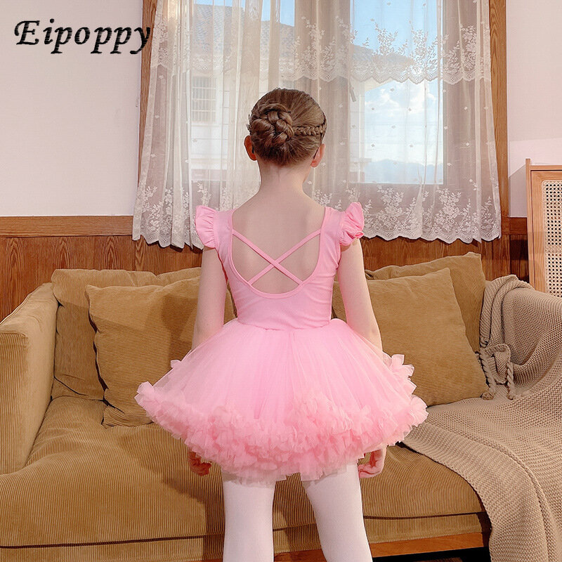 เสื้อผ้าเต้นรำสำหรับเด็กวัยหัดเดินแขนกุดสำหรับผู้หญิงเสื้อผ้าสำหรับฝึกซ้อมไล่ระดับ