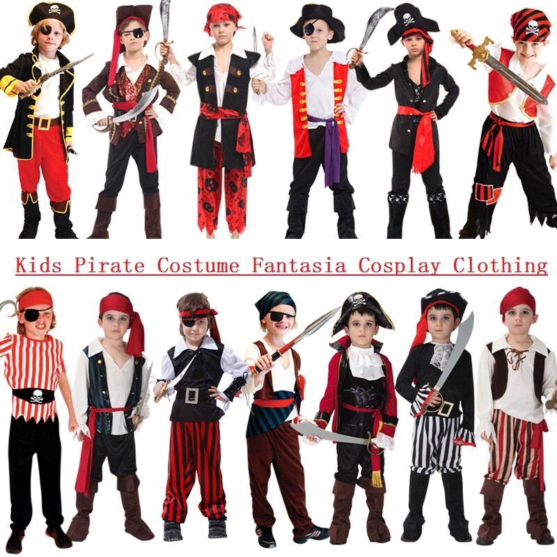 Kids Pirate Costume Fantasia Infantil Cosplay Clothing Boy Girl Halloween Costumes Children Birthday Carnival Party Fancy Dress