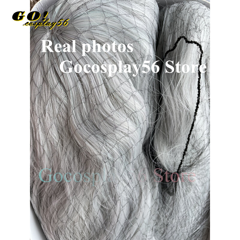 Griffith Cosplay Wig Silver White Mixed Blue Curly Wavy 70cm Long Heat Resistant Synthetic Hair