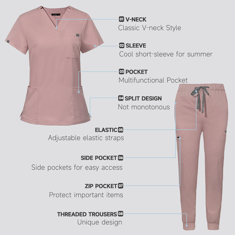 High Quality Scrub Suits Wholesale Operating Room Medical Uniform Set Short Sleeve Nurse Set Accessories Tops Pants Scrubs Suit