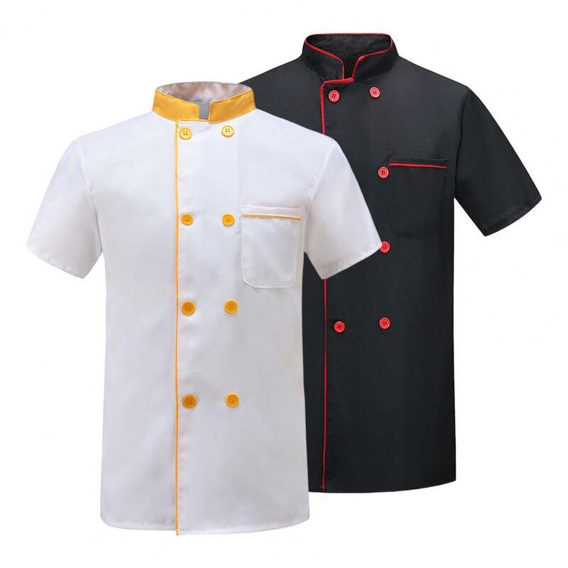 Chef Clothing Breathable Stain-resistant Chef Uniform for Kitchen Bakery Restaurant Double-breasted Short for Cooks for Canteen