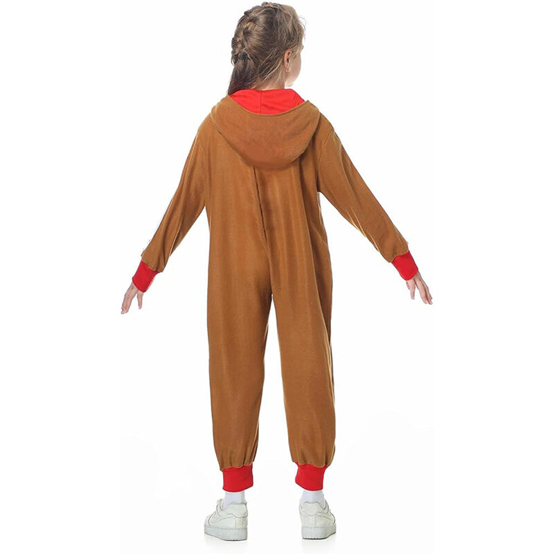 Unisex Gingerbread  Pajamas Boy s and Girl s Gingerbread Jumpsuit Romper with Hood for Kid Adult Christmas Costume