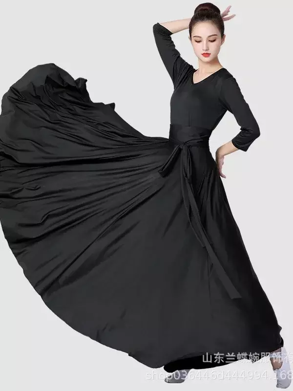 Flamenco Skirt For Women Spanish Dance Skirt Belly Dance Long Dress Big Swing Skirt Gradient Color Performance Gypsy Dress