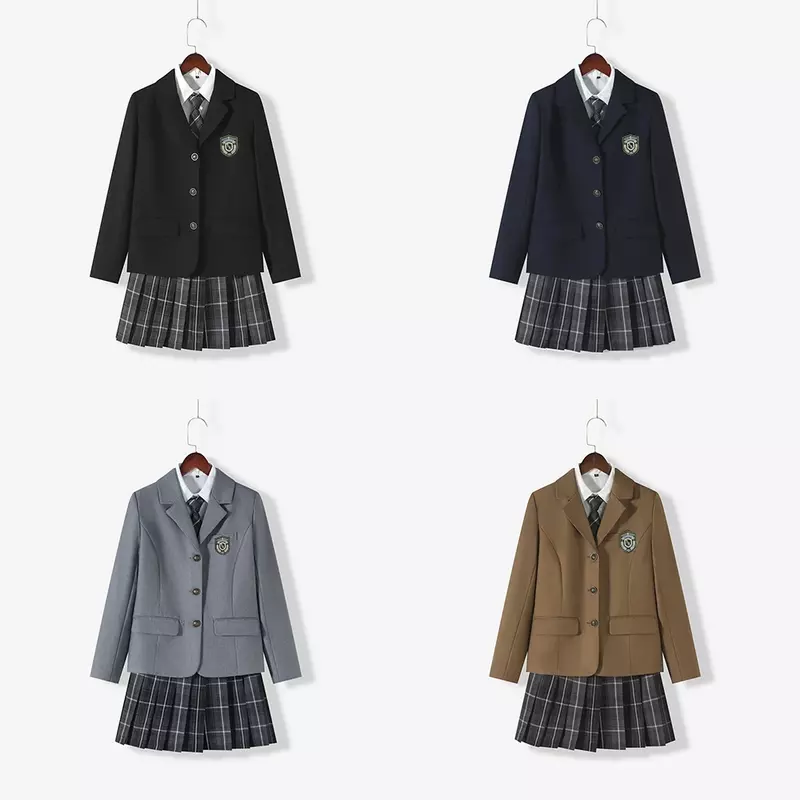 Japanese School Uniforms for Girl Autumn&Winter Multicolor Long Blazer Sets Pleated Skirt JK Sailor Tie Anime Cos Costumes Women