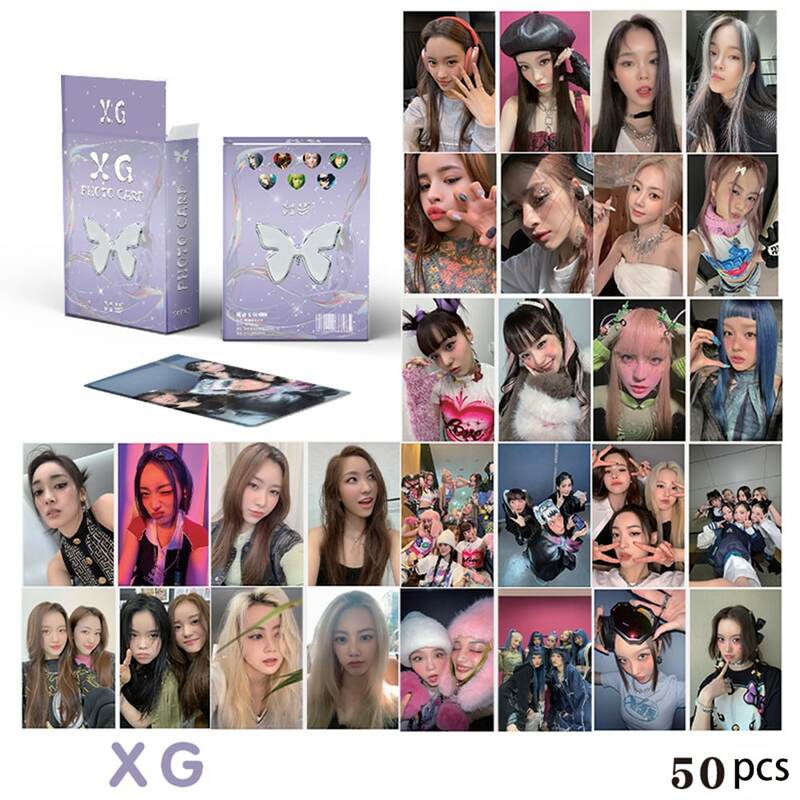 XG Laser Photocards 50pcs/Set Jurin Chisa Two Sides Printing Round Corner Bright Film Postcards Juria Maya LOMO Cards Fan Gift
