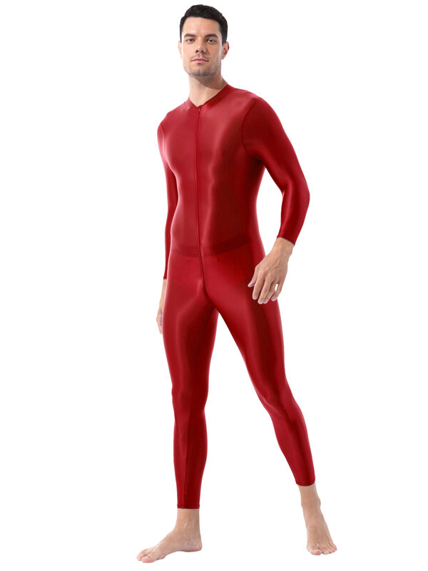 Shimmery Zentai Full Body Stocking Skin-Tight Jumpsuit Adults Zentai Suit Bodysuit Costume for Mens Unitard Stage Dancewear