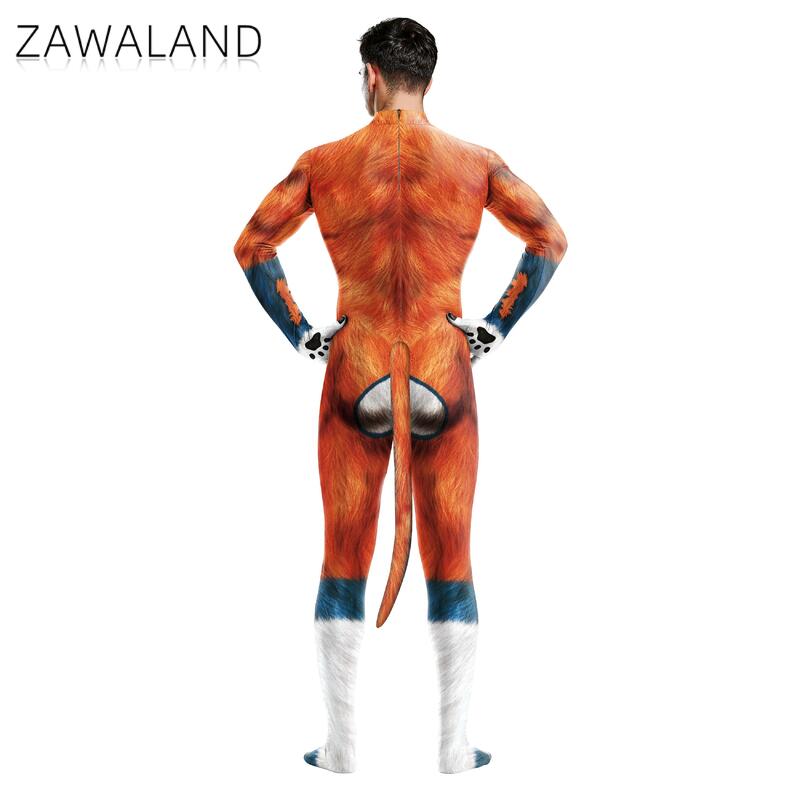 Zawaland Halloween Party Adult Whole Cosplay Costumes Animal Catsuit Spandex Bodysuit 3D Printed Zentai Bondage Muscle Suit