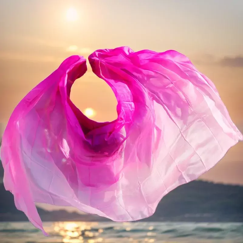 100% Silk Performance Dance Solid Color Light Texture Veil Shawls Women Scarf Costumes Accessories Belly Dance Veils 270cmx114cm