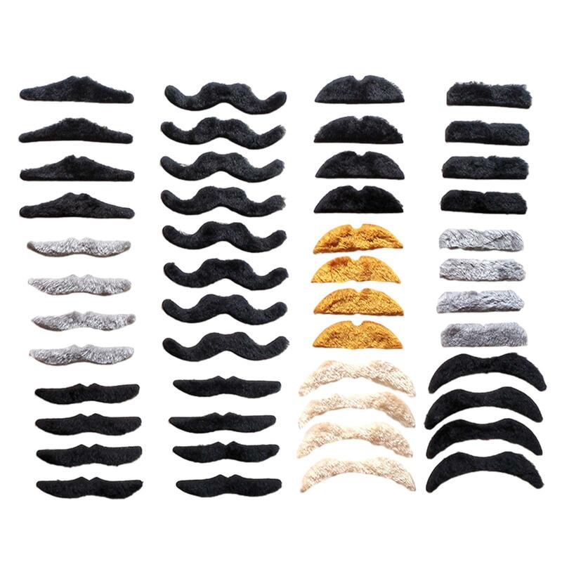 Fake Mustache Hairy Beard Adesivos, Fontes do partido, Halloween Masquerade, Adereços De Fotografia, Crianças, Adultos, 48Pcs