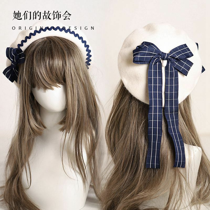 Beret Japanese new cute bow girl JK uniform accessories Lolita accessories