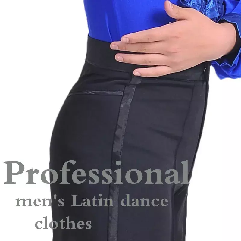 Latin Dance Pants Men Latin Modern Ballroom Performance Dance Pants Boys Black Satin Trousers Dancer Pants