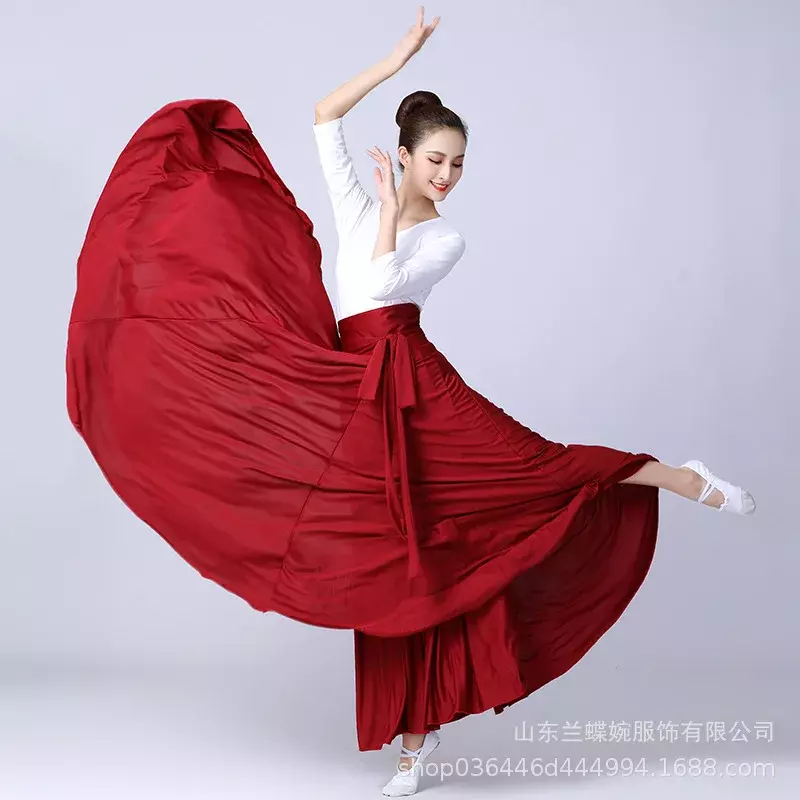 Flamenco Skirt for women Spanish  Dance Belly dance long Dress Big Swing Skirt Gradient Color Performance Gypsy