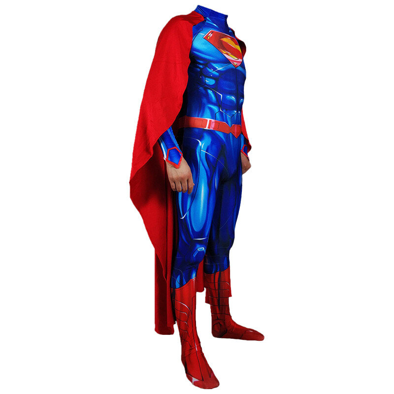 Men Super Heroes Deluxe Muscle Chest Cosplay Costume Hero Spandex Zentai Bodysuit with Cloak 2pcs