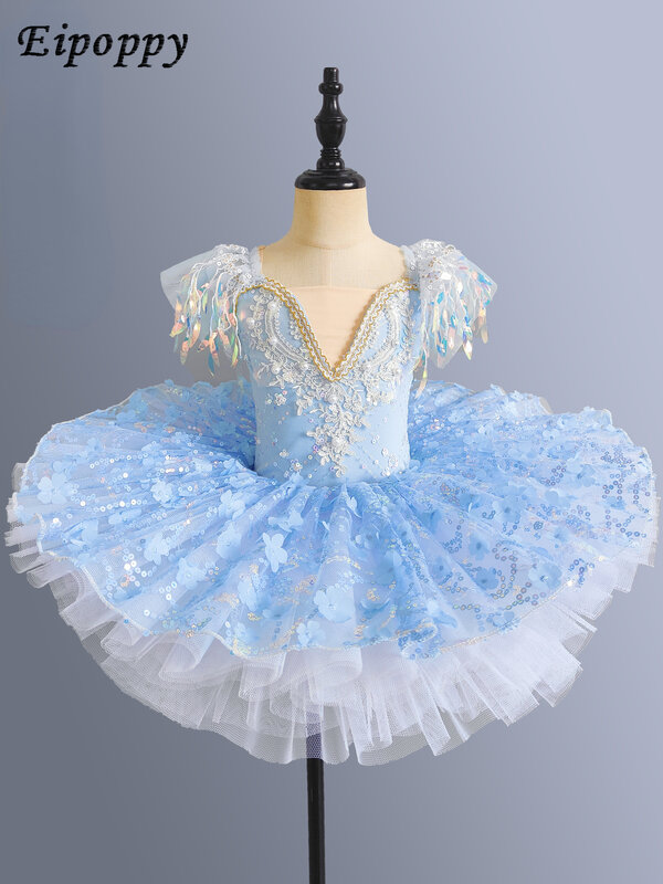 Infantil moderno princesa Balé Pettiskirt, vestido performance feminina, vestido de dia de ano novo, dança lantejoulas
