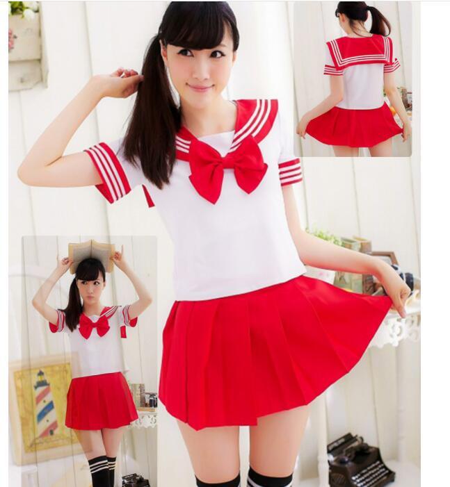 Summer Japanese school uniforms anime cosplay sailor suit short sleeve tops+tie+skirt Navy Preppy style Students Uniform for Gir