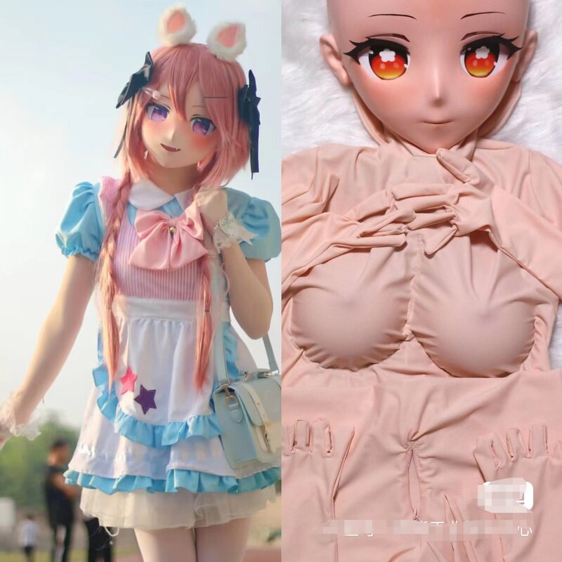 Customize cosplay crossdress second skin body suit with With Cleavage Line Breast Form B-F Cup kigurumi zentai suit