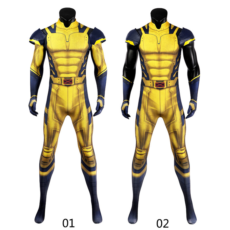 Wolverine Cosplay Costume James Howlett Jumpsuit Shoulder Armor Set 3D Printing Zentai Bodysuit Superhero Halloween Man Outfit