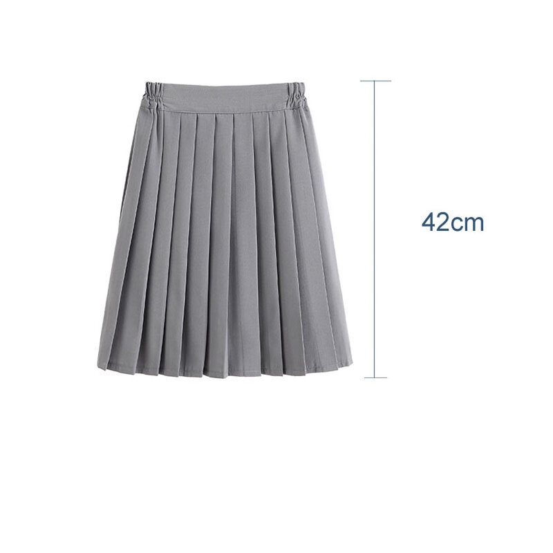 Japanese Student Girls Skirt School Uniform Solid Color Suit Pleated Skirt Short/Middle/Long High School Elastic Waist Dress