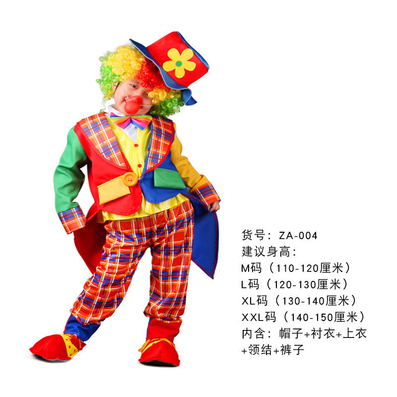 Engraçado Naughty Funny Clown Trajes para meninos e meninas, Natal Joker Cosplay, Festa de Carnaval, Vestir Terno, Sem Peruca, Novo