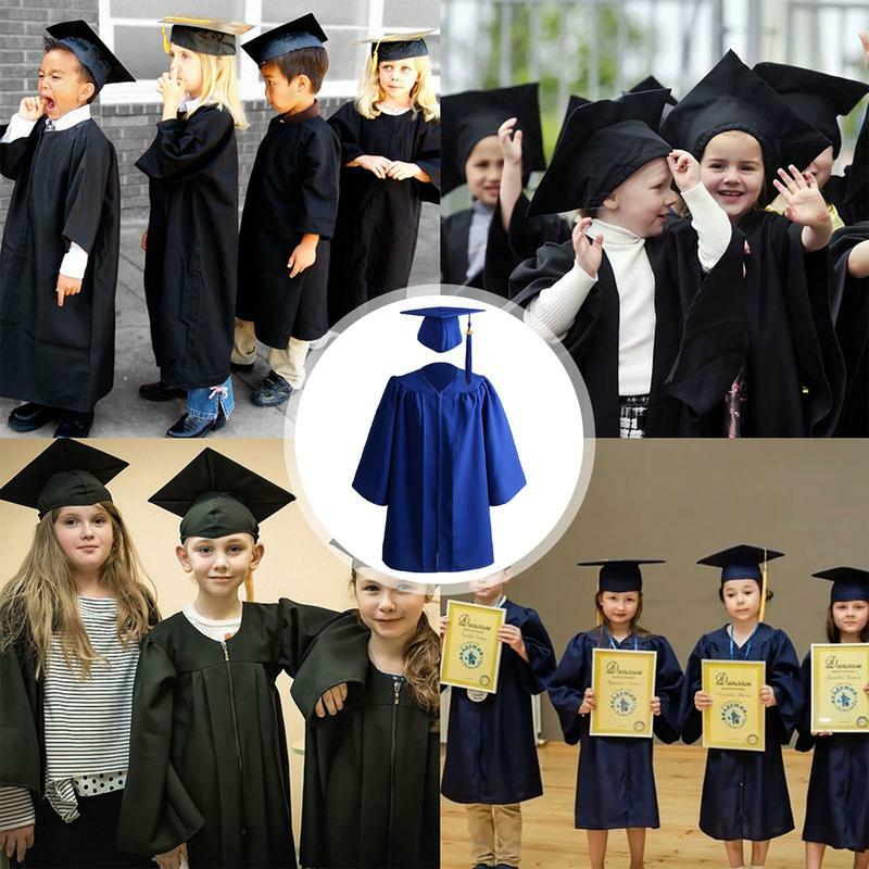 2024 Preschool Graduation Cap Gown Graduation Robes Gown Cap Tassel Set Comfortable Unisex Congrats Grad Outfit for Kindergart