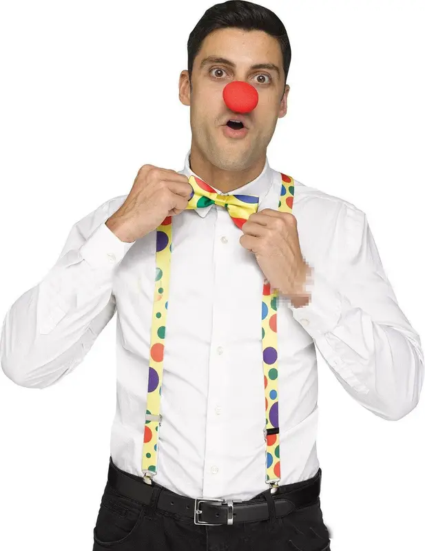 Clown Set Perücke Hut Nase Fliege Zubehör für Kinder Erwachsene Party Zirkus Karneval Requisiten Halloween Kostüm Cosplay