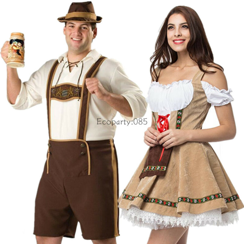 Male Woman Oktoberfest Costume Traditional Couple German Bavarian Beer Outfit Cosplay Halloween Carnival Festival Party Clothes