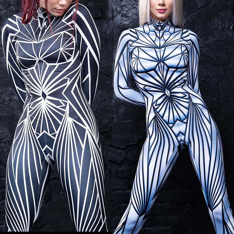VIP FASHION Woman Crystal Damage Costume Black Mirror Jumpsuits Woman Art Zentai Bodysuit Girl Holiday Party Cosplay Outfit