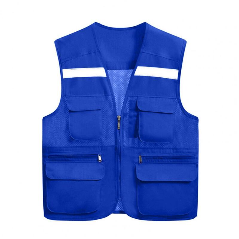 Stilvolle Weste Jacke Anti-Pilling Multi Taschen dünne reflektierende Nacht Sicherheit Weste Weste Mantel sicher