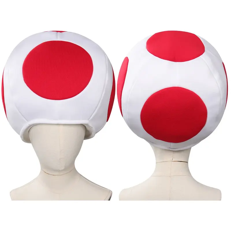 Toad Cosplay Hat Anime Game Kids Boys Roleplay Red Dot Mushroom Head Cap Costume Accessories Fancy Dress Halloween Party Gift