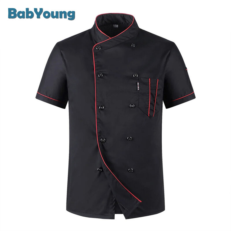 Unisex Food Service Chef Uniforms Restaurant Hotel Wholesale Cotton Chef Jacket Short Sleeve Chef's Uniform Breathable Workwear