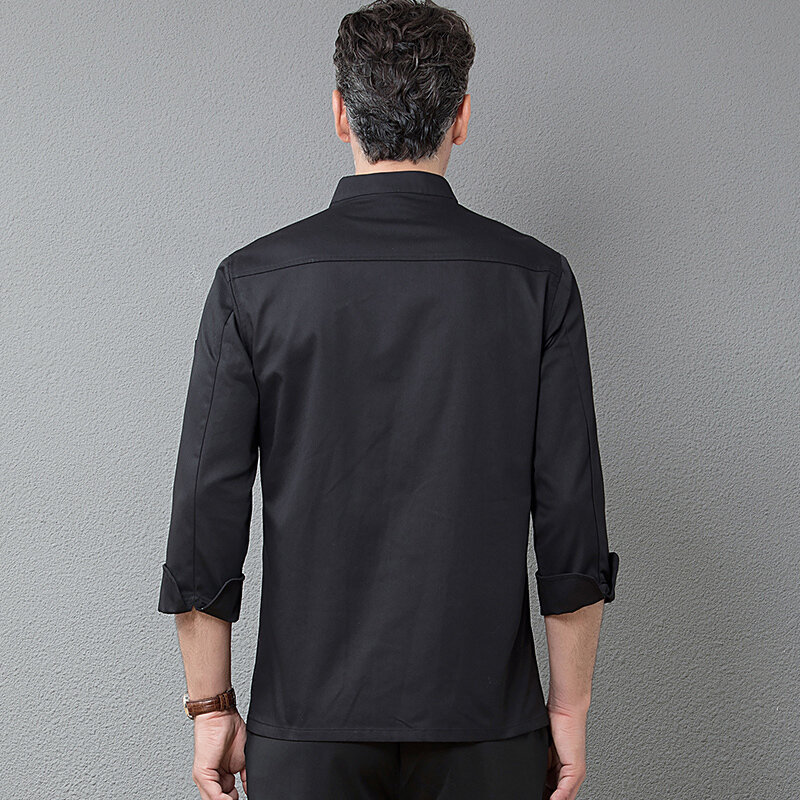 High Quality Black Long Sleeve Master Cook Work Uniforms Restaurant Hotel BBQ Kitchen Workwear Clothing Food Service Chef Tops