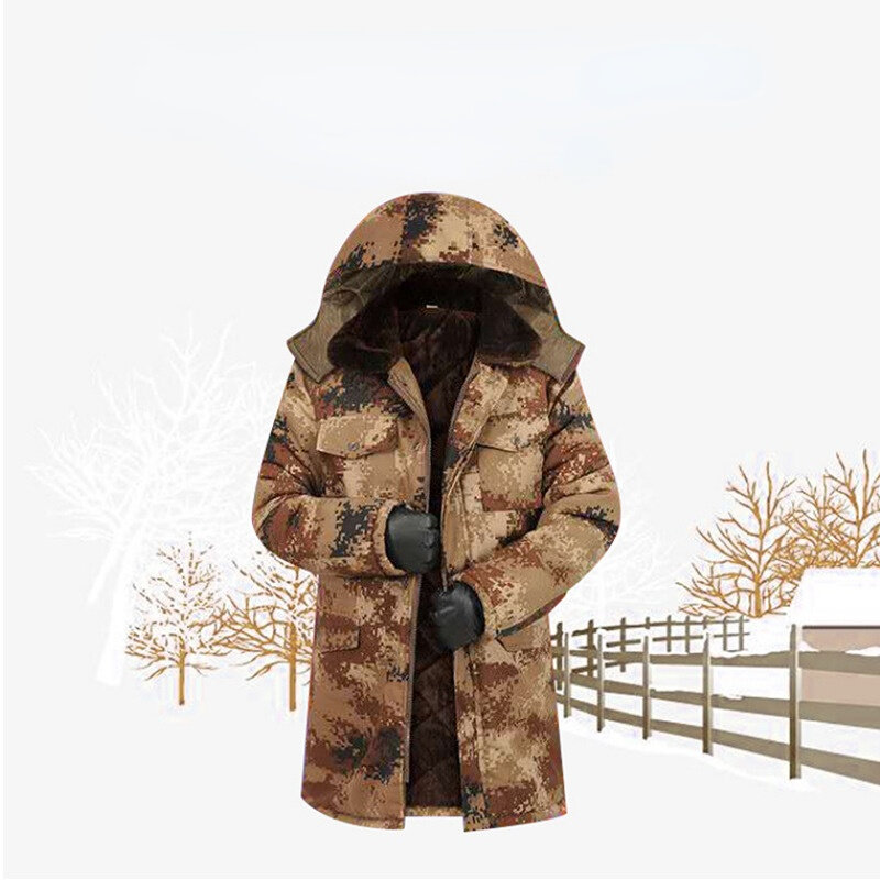 Cappotto invernale in cotone mimetico da uomo felpa con cappuccio da lavoro cappotto spesso giacca lunga in cotone velluto da lavoro