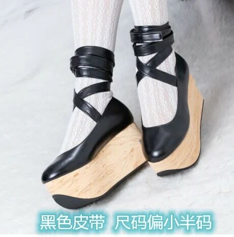 Womens Platform High Heel Pumps Sandals Cross-straps Lolita Cosplay Creepers Japanese Harajuku Shoes Rocking Horse