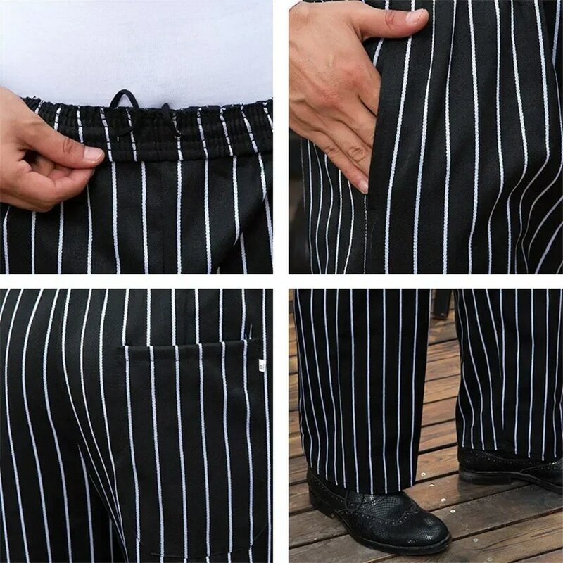 Men Elastic Wholesale Overalls Zebra Waiter For Bottoms Chef Pants Restaurant Bakery Uniform Man Hotel