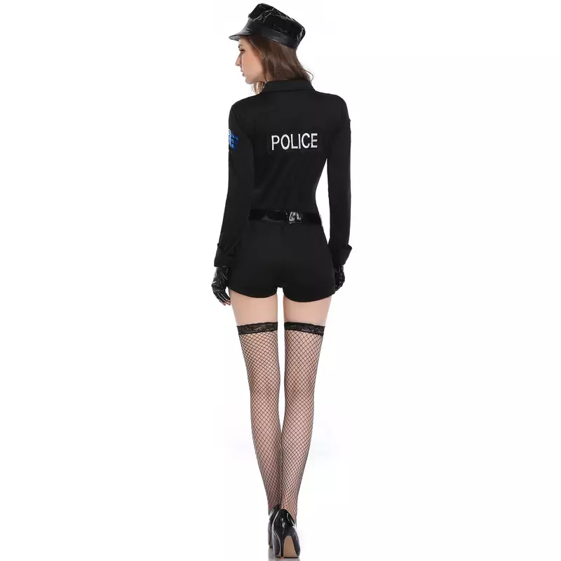 Adult Police Cop Officer Costumes Sexy Policeman Bodysuit Cosplay for Women Halloween Purim Party Mardi Gras Fancy Dress